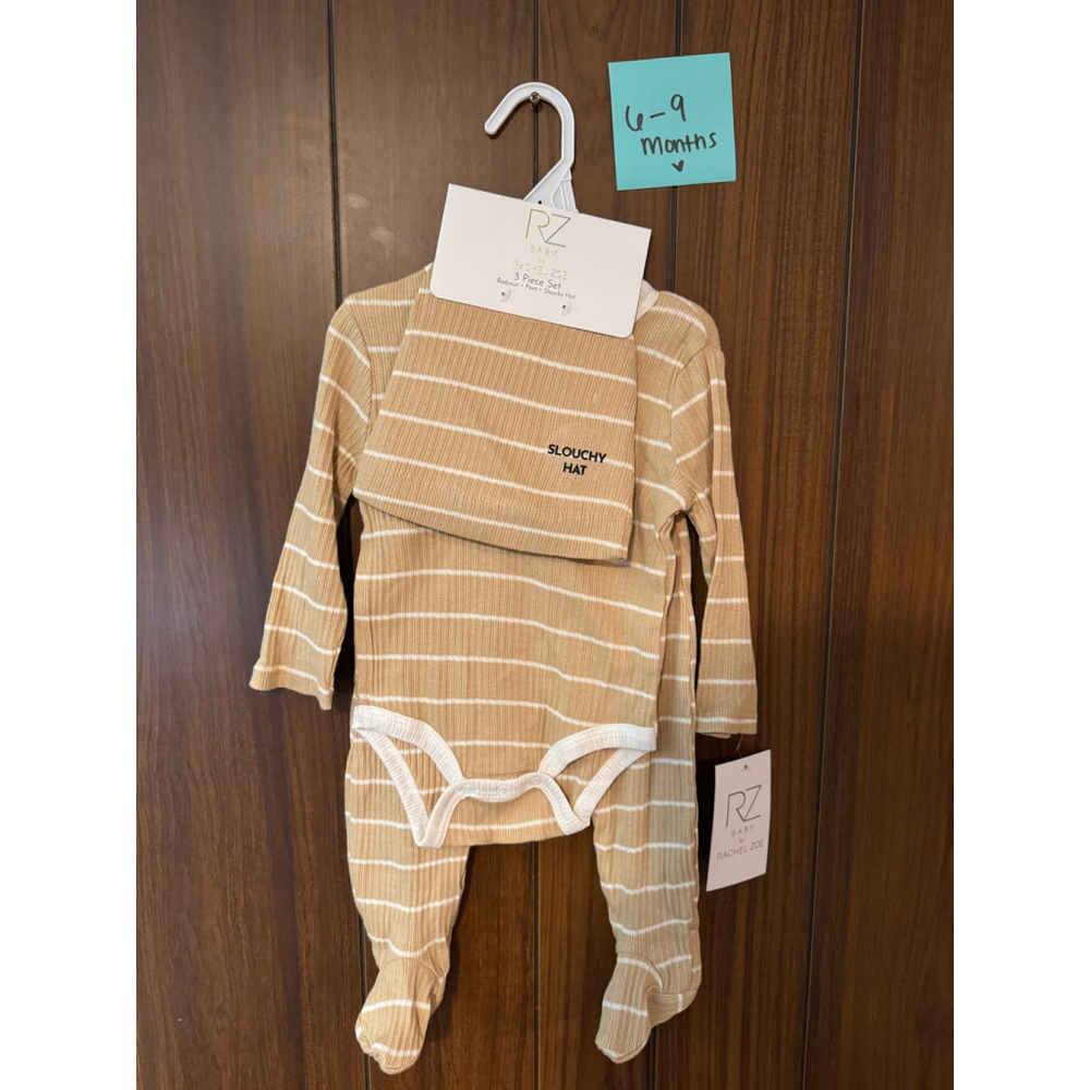 Tan NWT baby outfit with slouchy hat